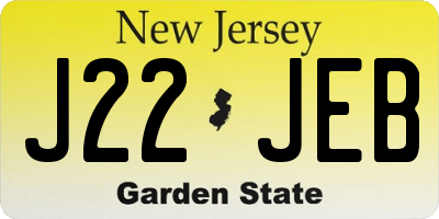 NJ license plate J22JEB