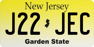 NJ license plate J22JEC