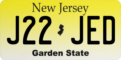 NJ license plate J22JED