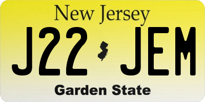 NJ license plate J22JEM