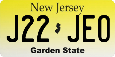 NJ license plate J22JEO