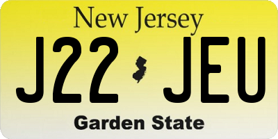 NJ license plate J22JEU