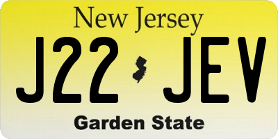 NJ license plate J22JEV