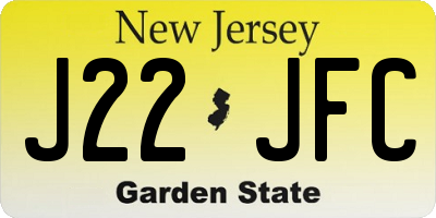 NJ license plate J22JFC