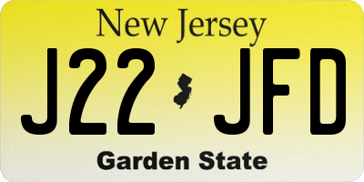 NJ license plate J22JFD