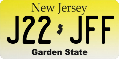 NJ license plate J22JFF