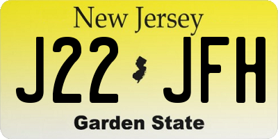 NJ license plate J22JFH