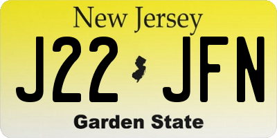 NJ license plate J22JFN
