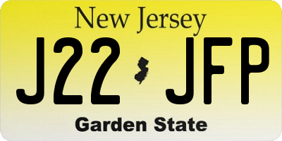 NJ license plate J22JFP
