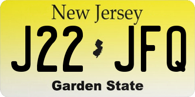 NJ license plate J22JFQ