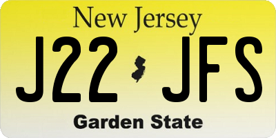 NJ license plate J22JFS