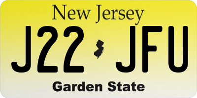NJ license plate J22JFU