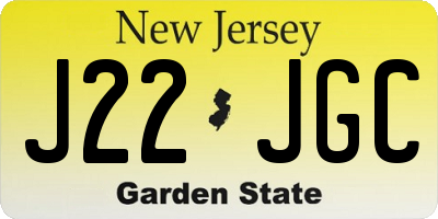 NJ license plate J22JGC