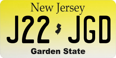 NJ license plate J22JGD