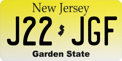 NJ license plate J22JGF