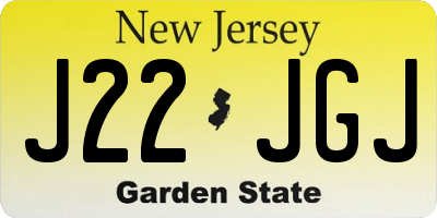 NJ license plate J22JGJ