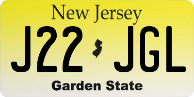 NJ license plate J22JGL