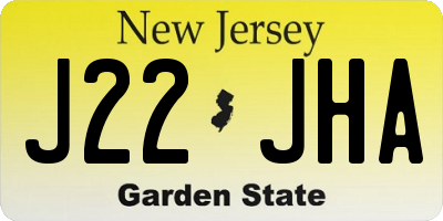 NJ license plate J22JHA