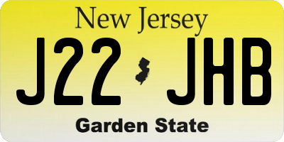 NJ license plate J22JHB