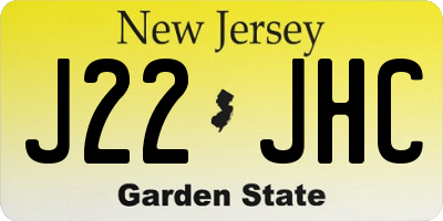 NJ license plate J22JHC