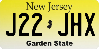 NJ license plate J22JHX