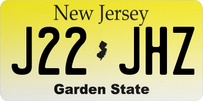 NJ license plate J22JHZ