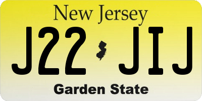 NJ license plate J22JIJ