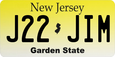 NJ license plate J22JIM