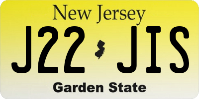NJ license plate J22JIS