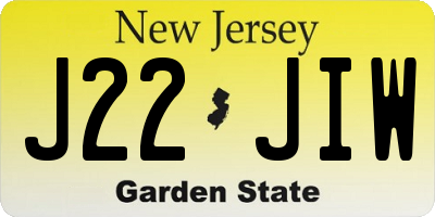 NJ license plate J22JIW