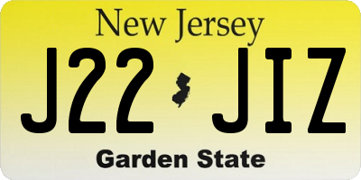 NJ license plate J22JIZ