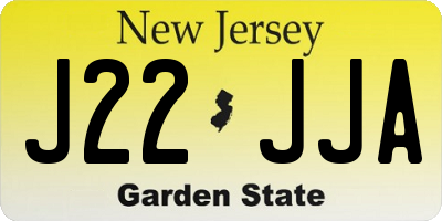 NJ license plate J22JJA