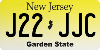 NJ license plate J22JJC