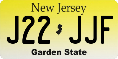 NJ license plate J22JJF