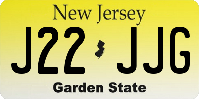 NJ license plate J22JJG