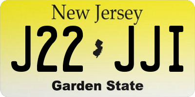 NJ license plate J22JJI