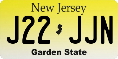 NJ license plate J22JJN