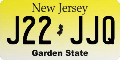 NJ license plate J22JJQ