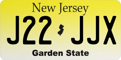 NJ license plate J22JJX
