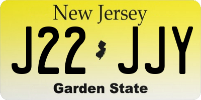NJ license plate J22JJY