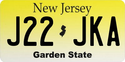 NJ license plate J22JKA