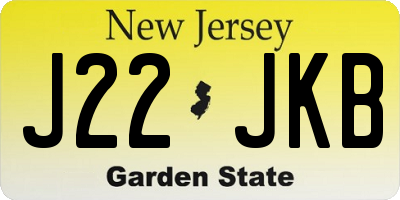 NJ license plate J22JKB
