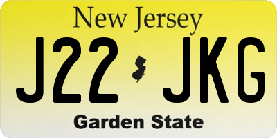 NJ license plate J22JKG