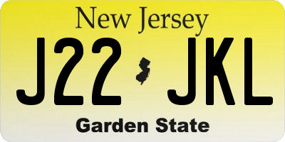 NJ license plate J22JKL