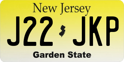 NJ license plate J22JKP