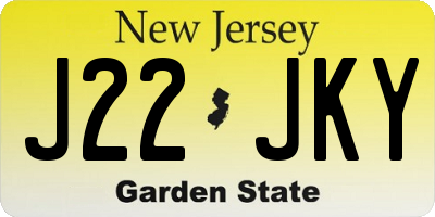 NJ license plate J22JKY