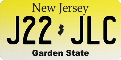 NJ license plate J22JLC