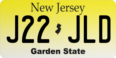 NJ license plate J22JLD