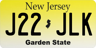 NJ license plate J22JLK