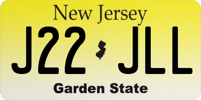 NJ license plate J22JLL